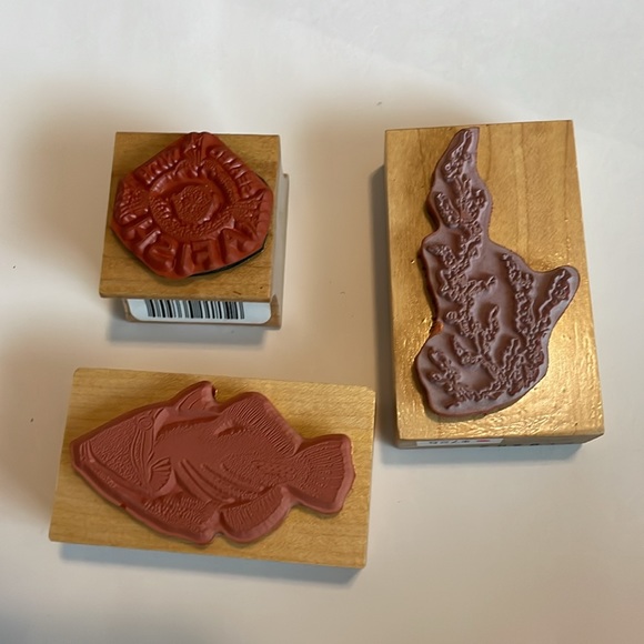Fish and Coral Rubber Stamps, Fish Tank stamps, Sealed with a Fish stamp, lot - Picture 3 of 7